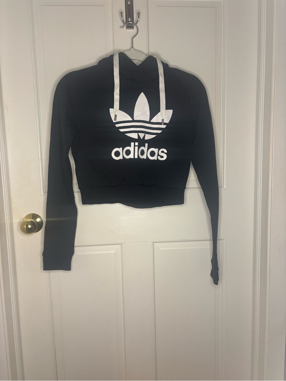 adidas Black Cropped Trefoil Hoodie for Women size XS
